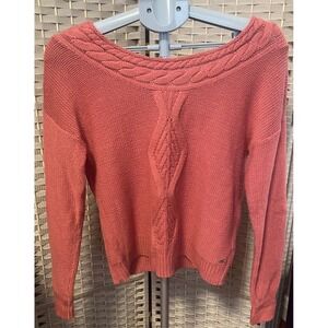 Roxy Womens Coral‎ Terracotta Cable Knit Boatneck Pullover Sweater XS